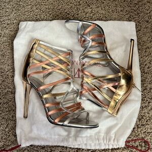 Tamara Mellon Tri-color Strappy Heel Size 38